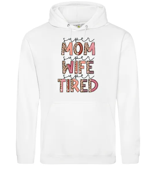Жіноча толстовка (худі) Super mom super tired Білий фото