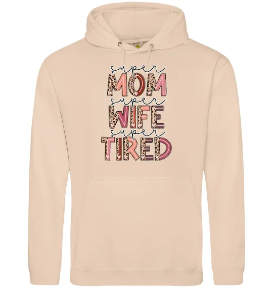 Жіноча толстовка (худі) Super mom super tired Пісочний фото