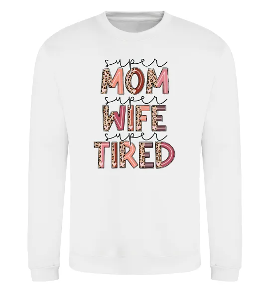 Світшот Super mom super tired Білий фото