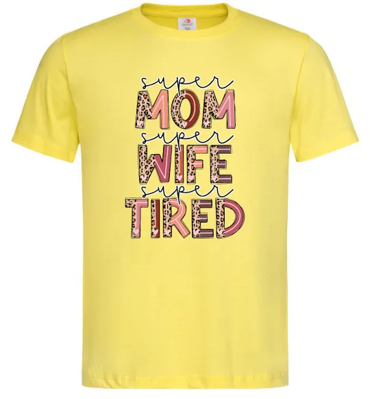 Чоловіча футболка Super mom super tired Лимонний фото