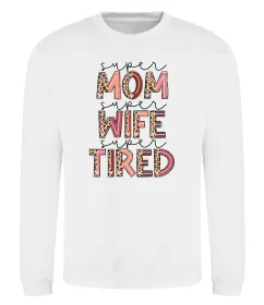 Світшот Super mom super tired Білий фото