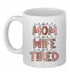 Чашка керамічна Super mom super tired Білий фото