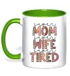 Чашка з кольоровою ручкою Super mom super tired Лаймовий Чашка з кольоровою ручкою Super mom super tired Лаймовий фото