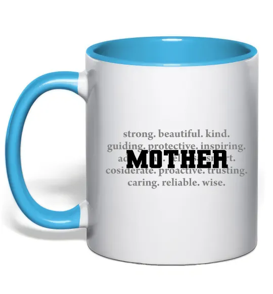 Чашка с цветной ручкой Mother Голубой фото