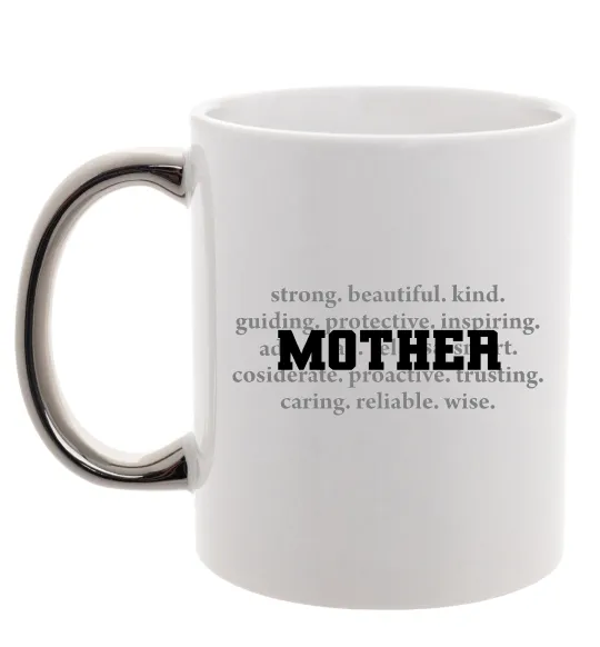 Чашка с цветной ручкой Mother Серебро фото