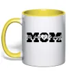 Чашка с цветной ручкой Mom heart of family Лимонный Чашка с цветной ручкой Mom heart of family Лимонный фото
