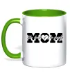 Чашка с цветной ручкой Mom heart of family Лаймовый Чашка с цветной ручкой Mom heart of family Лаймовый фото