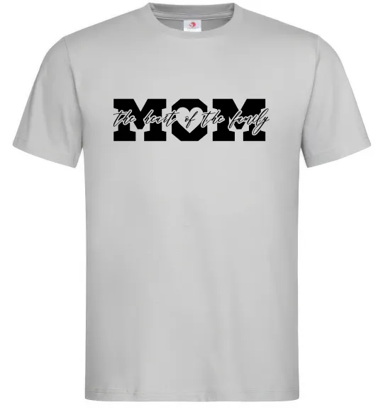 Мужская футболка Mom heart of family Серый фото