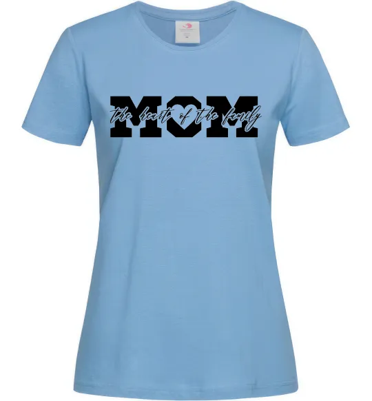 Женская футболка Mom heart of family Голубой фото