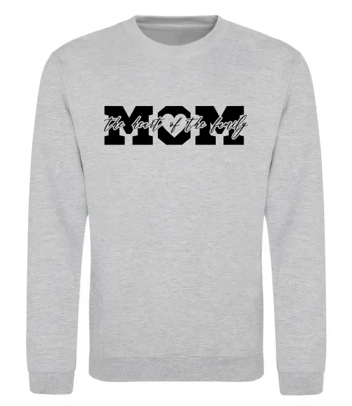 Свитшот Mom heart of family Серый меланж фото