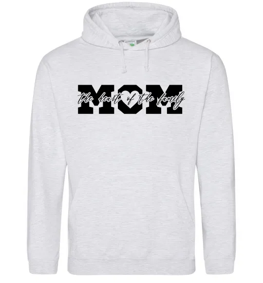 Женская толстовка (худи) Mom heart of family Серый меланж фото