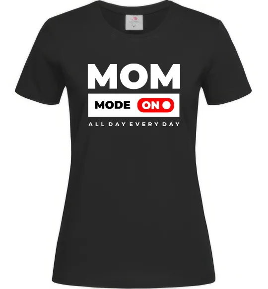 Женская футболка Mom mode on Черный фото
