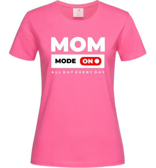 Женская футболка Mom mode on Ярко-розовый фото