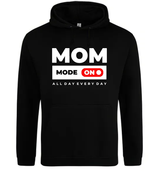Женская толстовка (худи) Mom mode on Черный фото