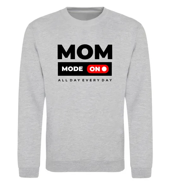 Світшот Mom mode on Сірий меланж фото
