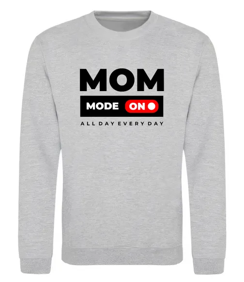 Свитшот Mom mode on Серый меланж фото