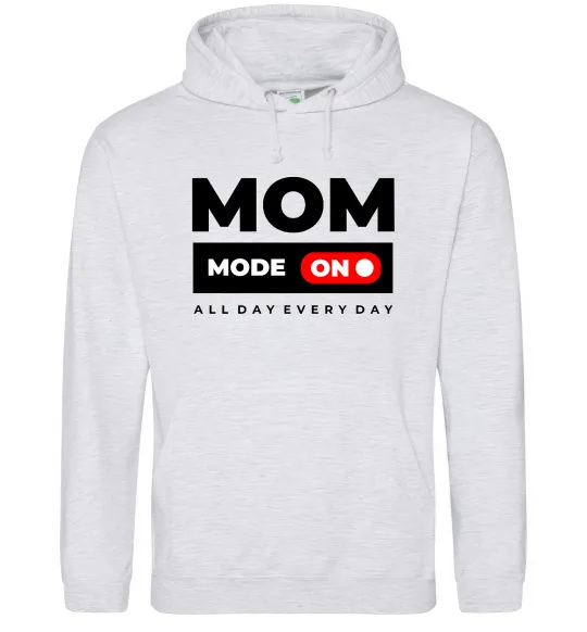 Женская толстовка (худи) Mom mode on Серый меланж фото