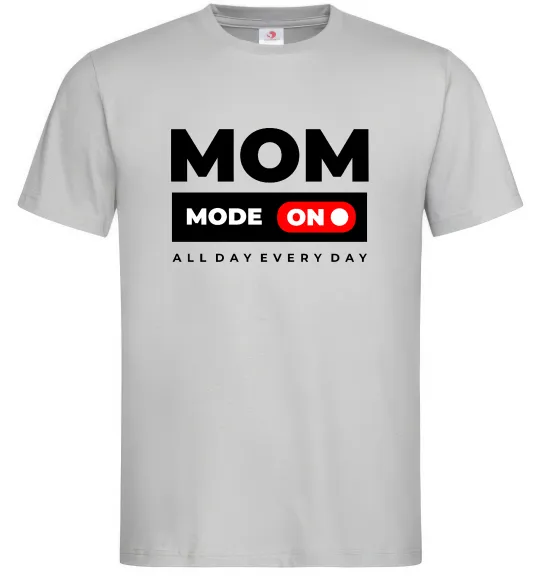 Мужская футболка Mom mode on Серый фото