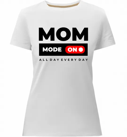 Женская премиум футболка Mom mode on Белый фото