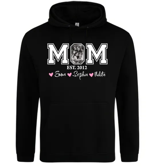 Женская толстовка (худи) Mom est Черный фото