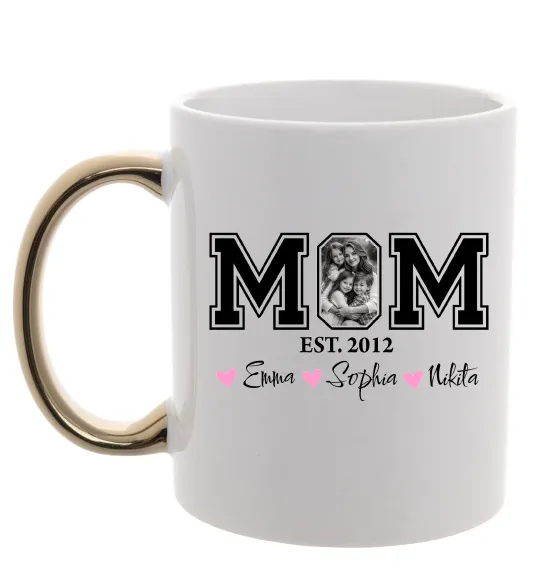 Чашка с цветной ручкой Mom est Золото фото