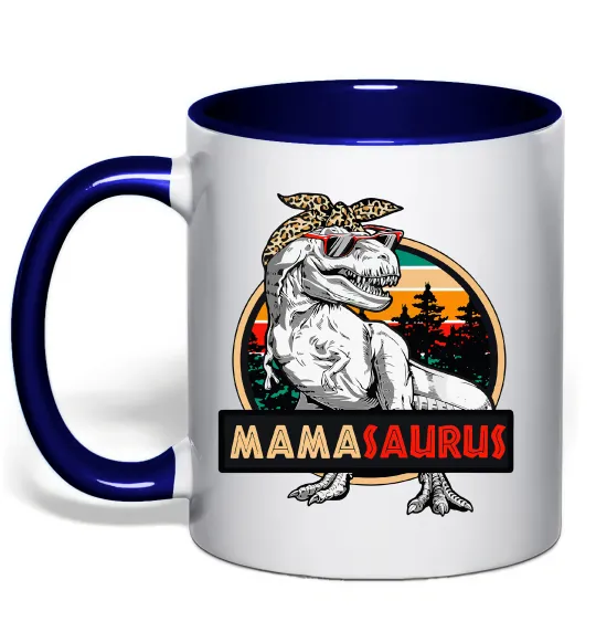 Чашка с цветной ручкой Mamasaurus Глубокий темно-синий фото