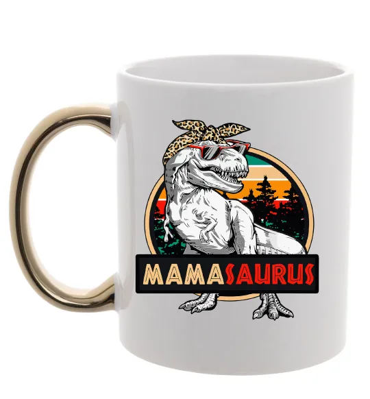 Чашка с цветной ручкой Mamasaurus Золото фото