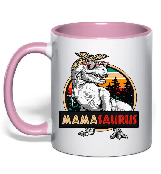 Чашка с цветной ручкой Mamasaurus Нежно розовый фото
