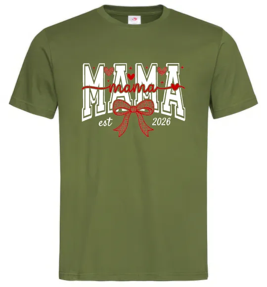 Мужская футболка Mama est напис Оливковый фото