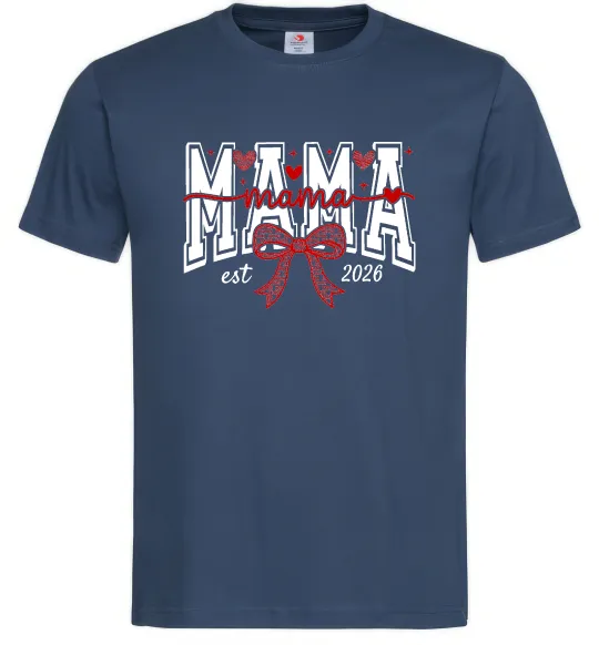 Мужская футболка Mama est напис Темно-синий фото