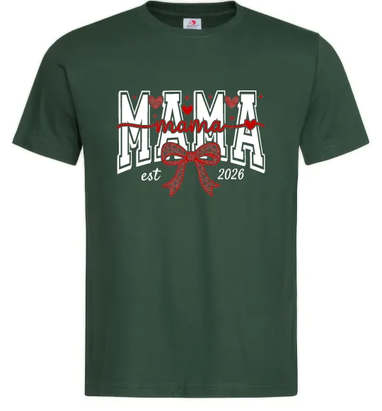 Мужская футболка Mama est напис Темно-зеленый фото