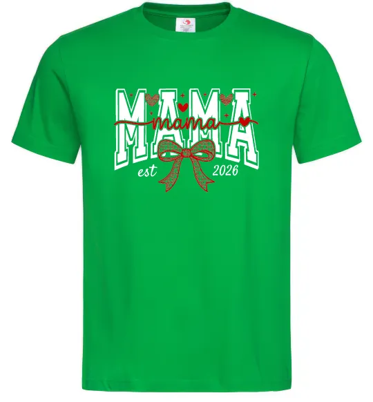 Мужская футболка Mama est напис Зеленый фото