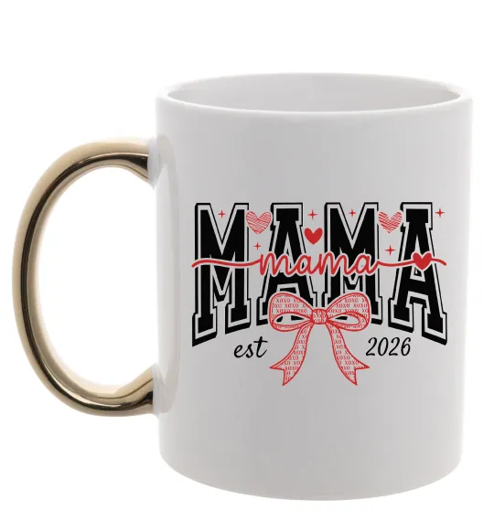 Чашка с цветной ручкой Mama est напис Золото фото