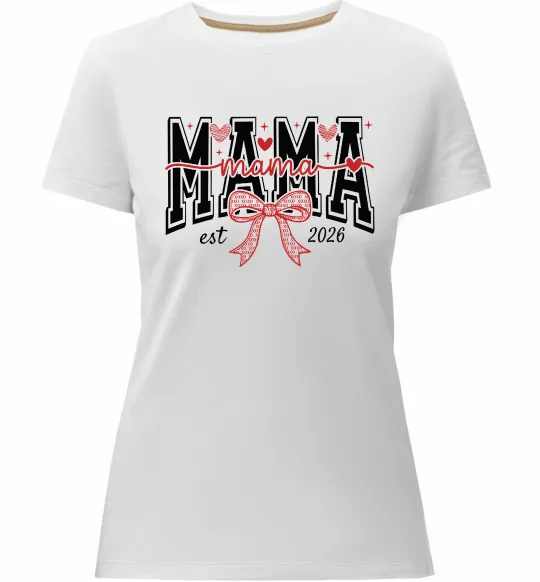 Женская премиум футболка Mama est напис Белый фото