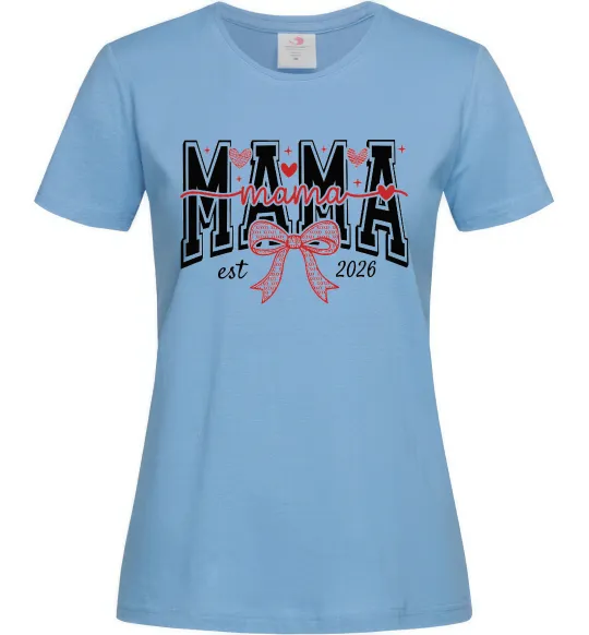 Женская футболка Mama est напис Голубой фото