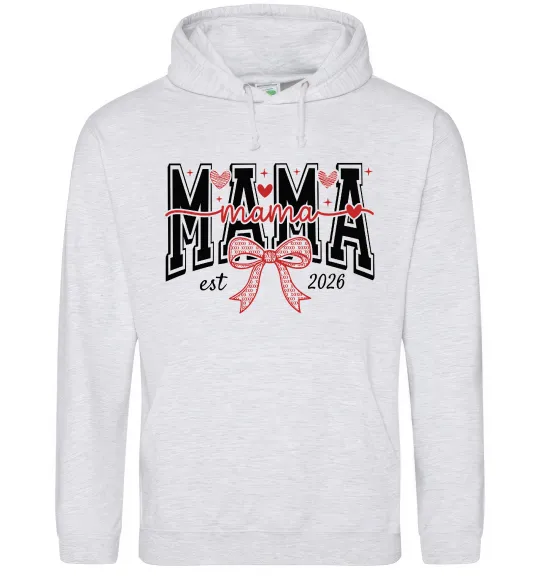 Женская толстовка (худи) Mama est напис Серый меланж фото