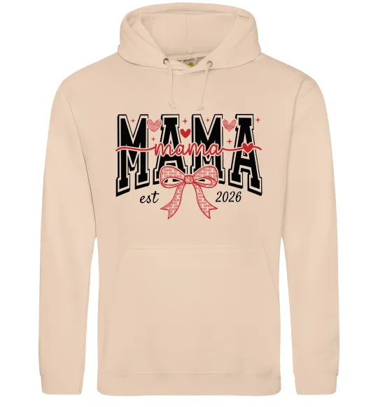 Женская толстовка (худи) Mama est напис Песочный фото