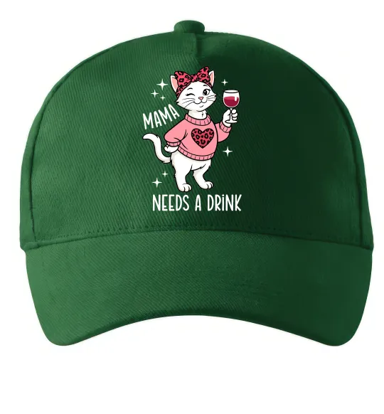 Кепка Mama needs a drink Темно-зеленый фото