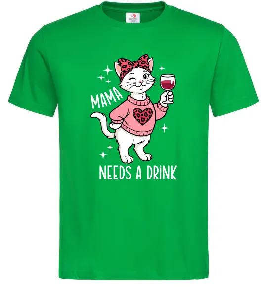 Мужская футболка Mama needs a drink Зеленый фото