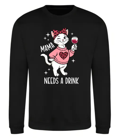 Свитшот Mama needs a drink Черный фото