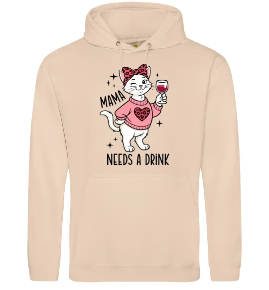 Женская толстовка (худи) Mama needs a drink Песочный фото