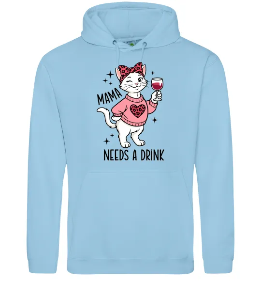 Женская толстовка (худи) Mama needs a drink Голубой фото