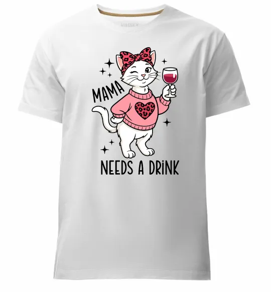 Мужская премиум футболка Mama needs a drink Белый фото