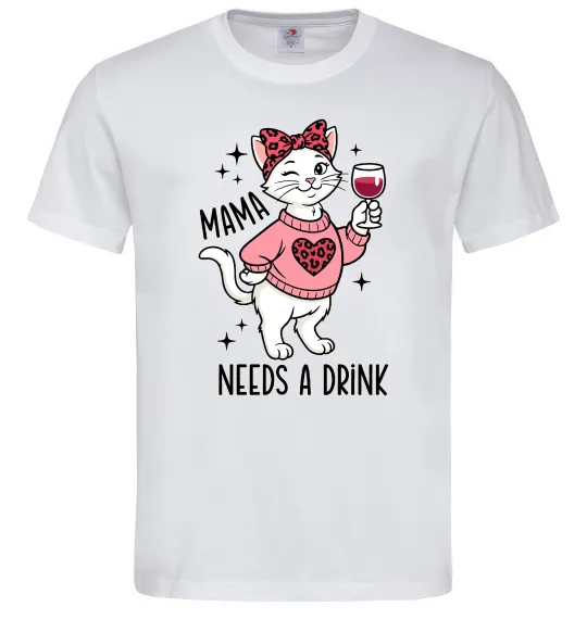 Мужская футболка Mama needs a drink Белый фото