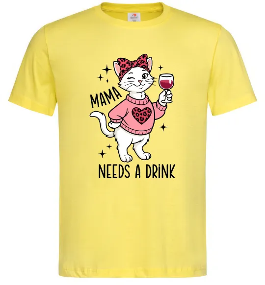Мужская футболка Mama needs a drink Лимонный фото
