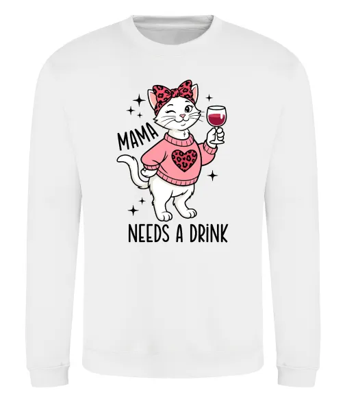 Свитшот Mama needs a drink Белый фото