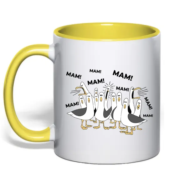 Чашка с цветной ручкой Мам мам мам Лимонный фото