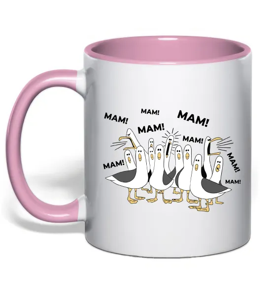 Чашка с цветной ручкой Мам мам мам Нежно розовый фото