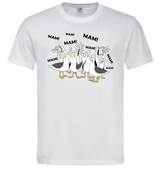 Мужская футболка Мам мам мам Белый фото