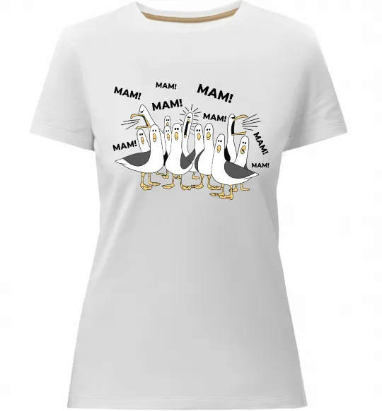 Женская премиум футболка Мам мам мам Белый фото